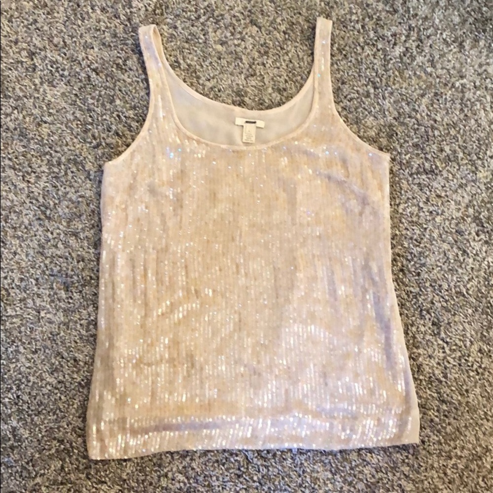 J Crew Sheer Sequin Sleeveless Blouse